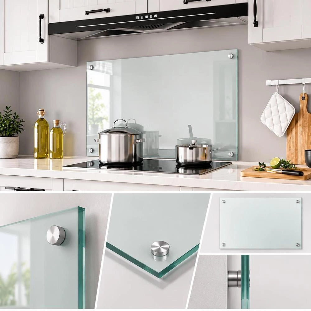 Kitchen Backsplash, Transparent, 90x60 Cm, Tempered Glass
