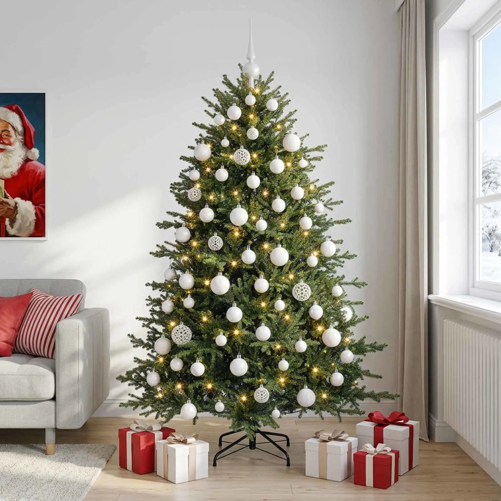 Albero di Natale artificiale con palline 210 cm 300 LED 3467102
