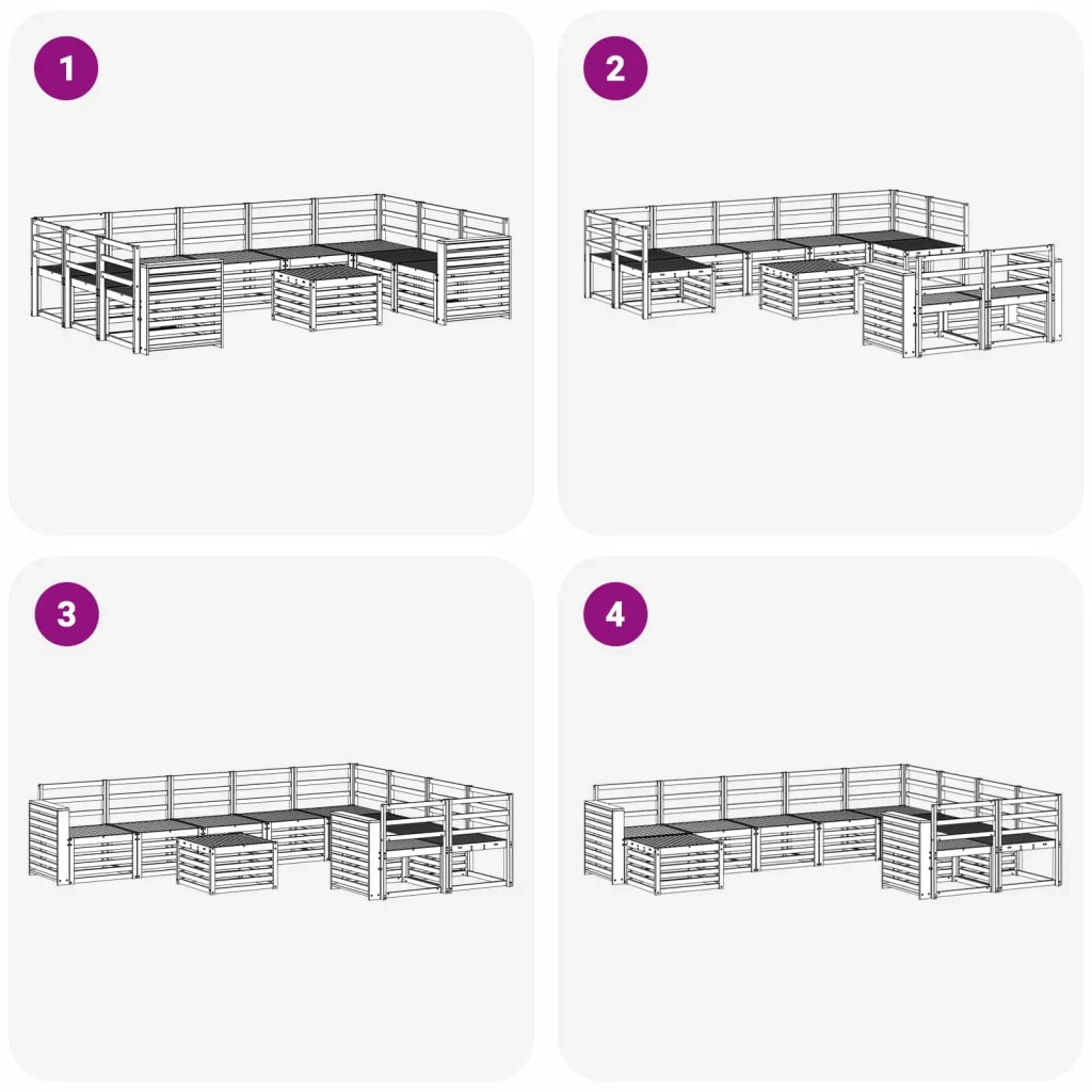Set di divani da esterno 10 pcs Bianco 59 x 59 x 37 cm 3392549