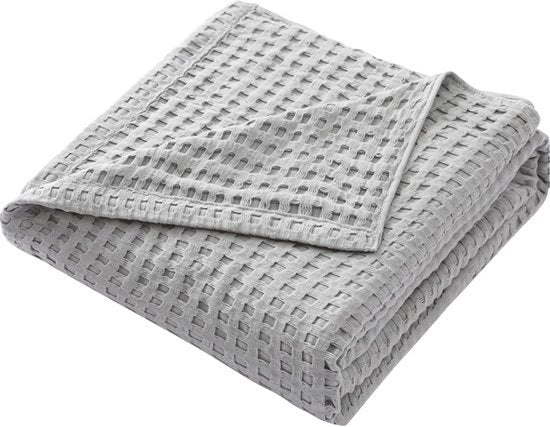 Sprei morbido a cotone - coperta di peluche - 1 pezzo - grigio chiaro - 100% cotone - 200 x 230 cm