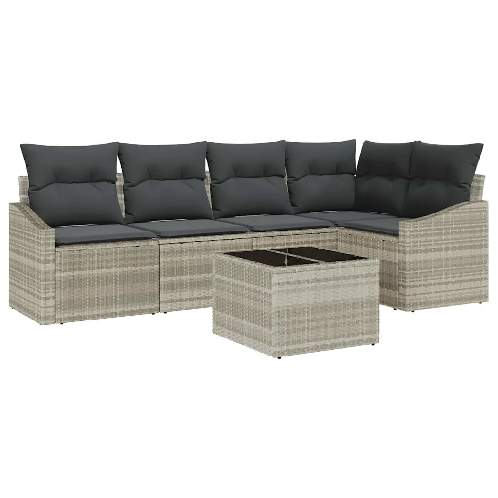 Set Divano da Giardino 6 pcs Grigio chiaro polyrattan 3355401
