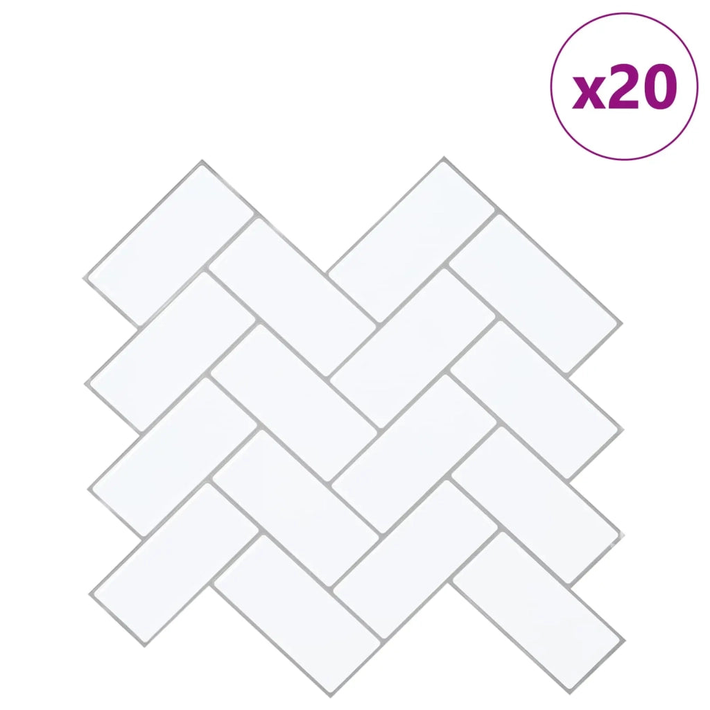 Piastrella a Spina di Pesce 20 pcs Bianco e Grigio 30 x 30 cm