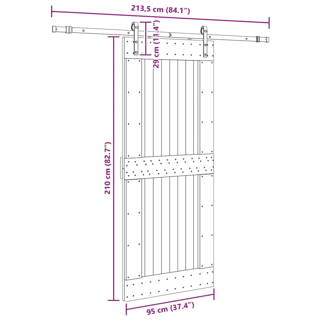 Porta scorrevole NARVIK Naturale e Nero 95 x 210 cm (213,5 cm) 3445309