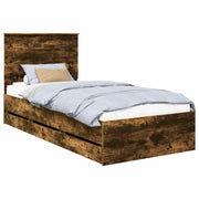 Letto singolo | Letto per adulti | Struttura del letto con cassetto Rovere fum¨¦ 75 x 190 cm