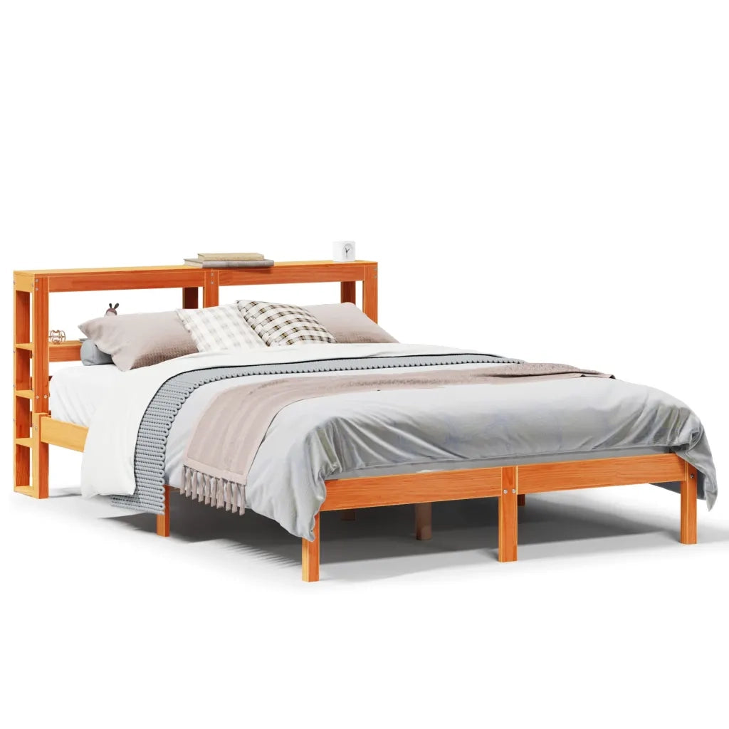 vidaXL Giroletto con Testiera Marrone Cera 140x200 cm Massello Pino