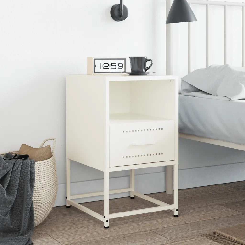 vidaXL Comodino Bianco 36x39x60,5 cm in Acciaio