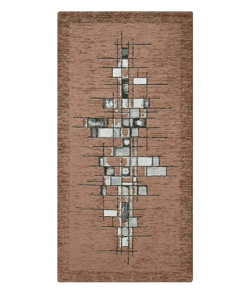 Tappeto moderno PIXEL MARRONE disegno arte contemporanea astratto geometrico, passatoia cucina multiuso lavabile in lavatrice e anti-scivolo cm.55x240