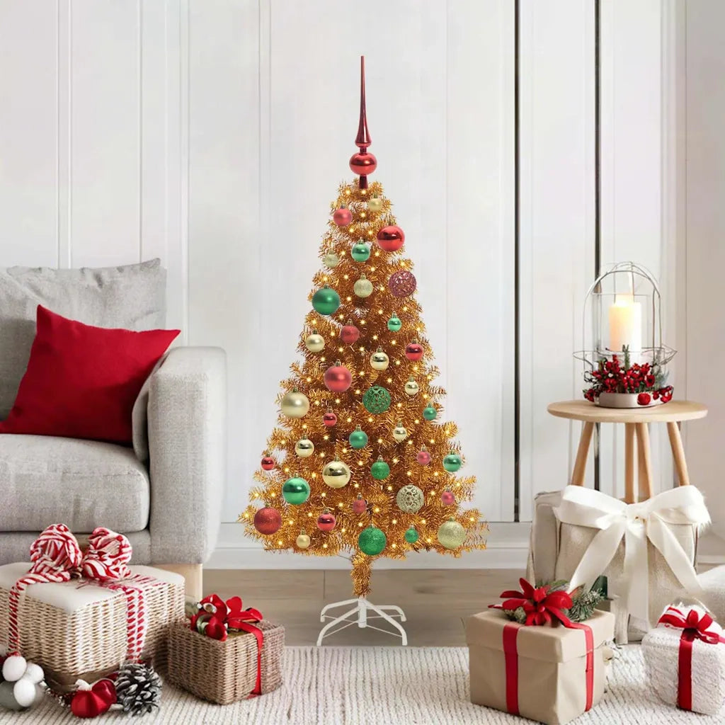 Albero di Natale con 150 LED con supporto Oro 120 cm PET 3396611