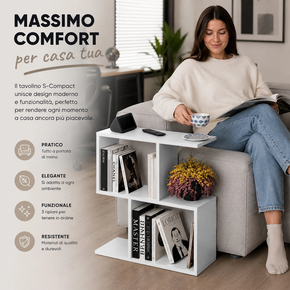 Tavolino da Caffè Bianco Tavolo S Divano Soggiorno Design Moderno 60x60x19.5 cm