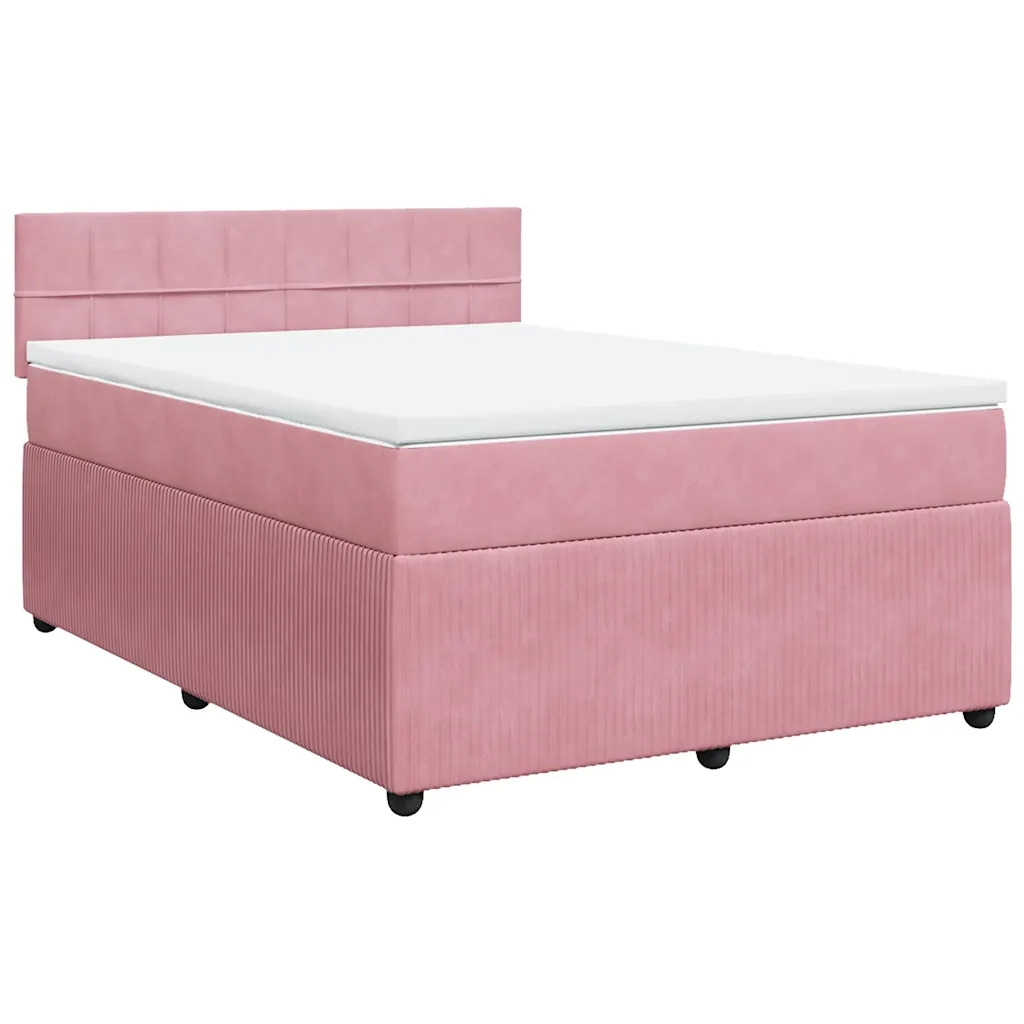 Giroletto a Molle con Materasso Rosa 140x200 cm in Velluto