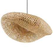 Lampada a sospensione in bambù intrecciato luce naturale stile contemporaneo
