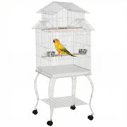 Gabbia per Uccelli Grande con Ruote e Ripiano ¨C zephmum ¨C 50x49x137 cm Bianco