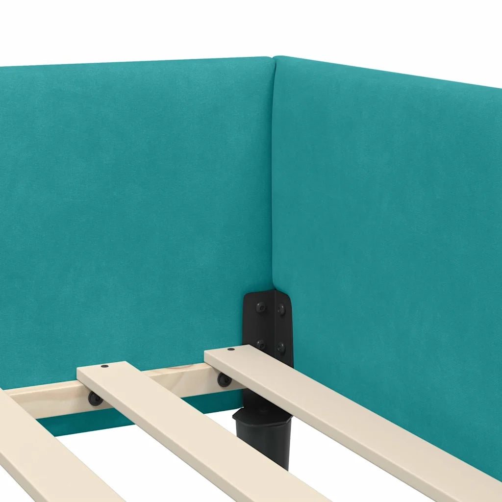 Cornice del letto ad angolo Turchese 80 cm x 200 cm Velluto 42016142