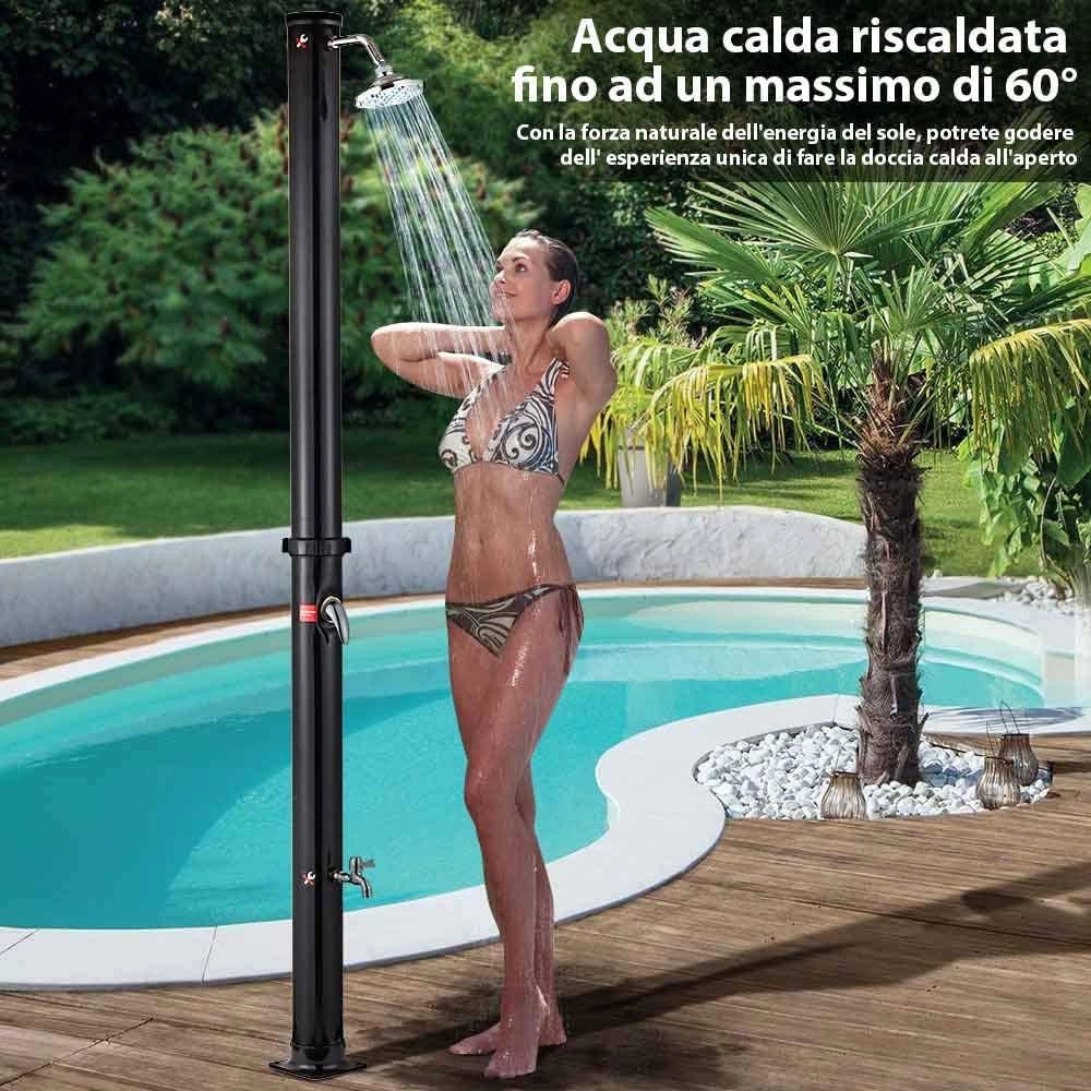 Doccia Solare Giardino Piscina Esterno 35Lt Lava Piedi Miscelatore Campeggio