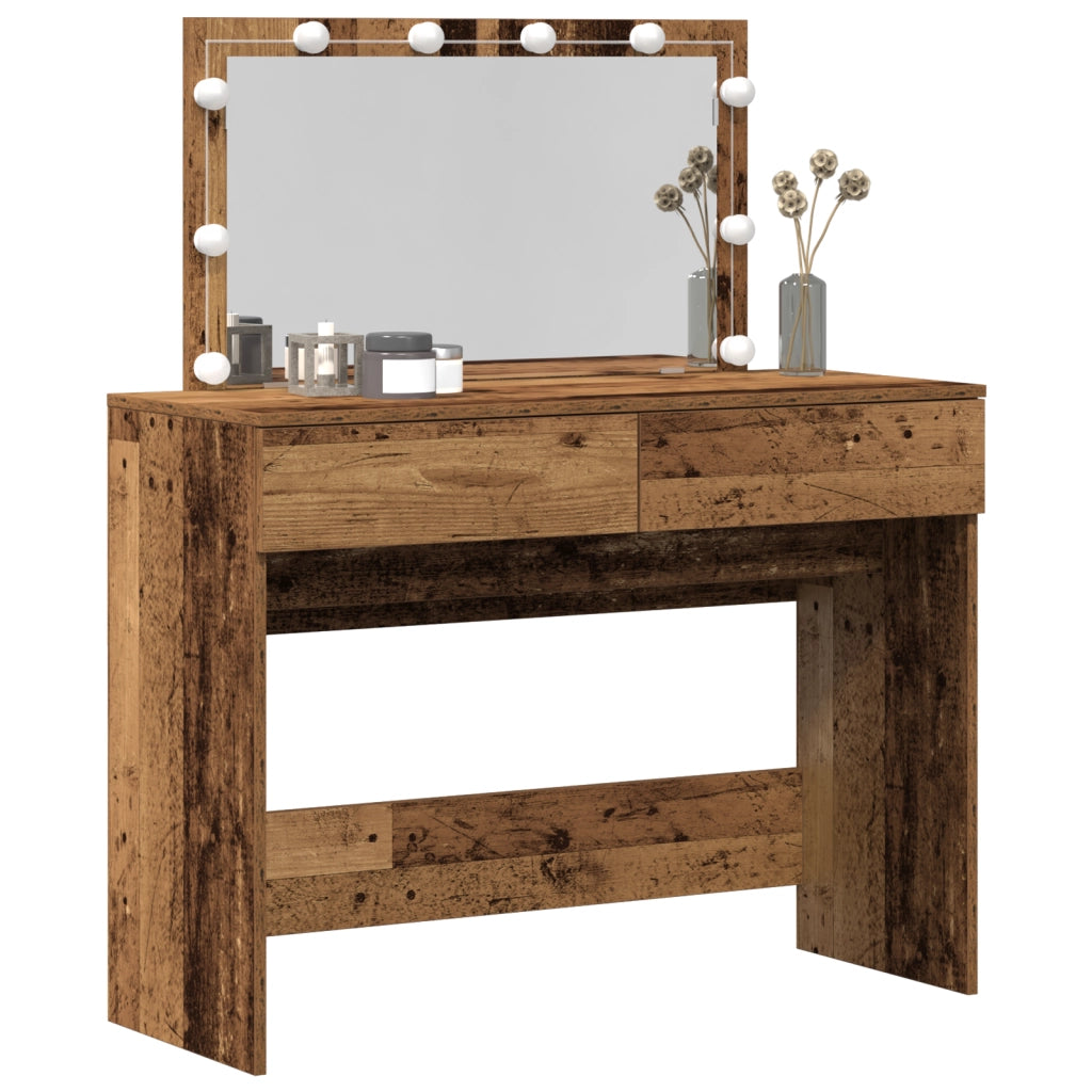 Tavolo da trucco con LED Legno Vecchio 100x40x120 cm
