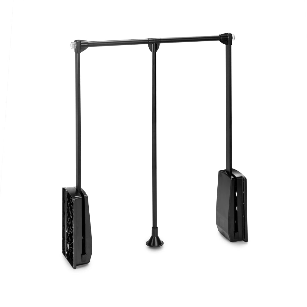 Emuca Appendiabiti per armadio Hang, 600 - 830, Verniciato nero, Acciaio e Tecnoplastica, 1 u.