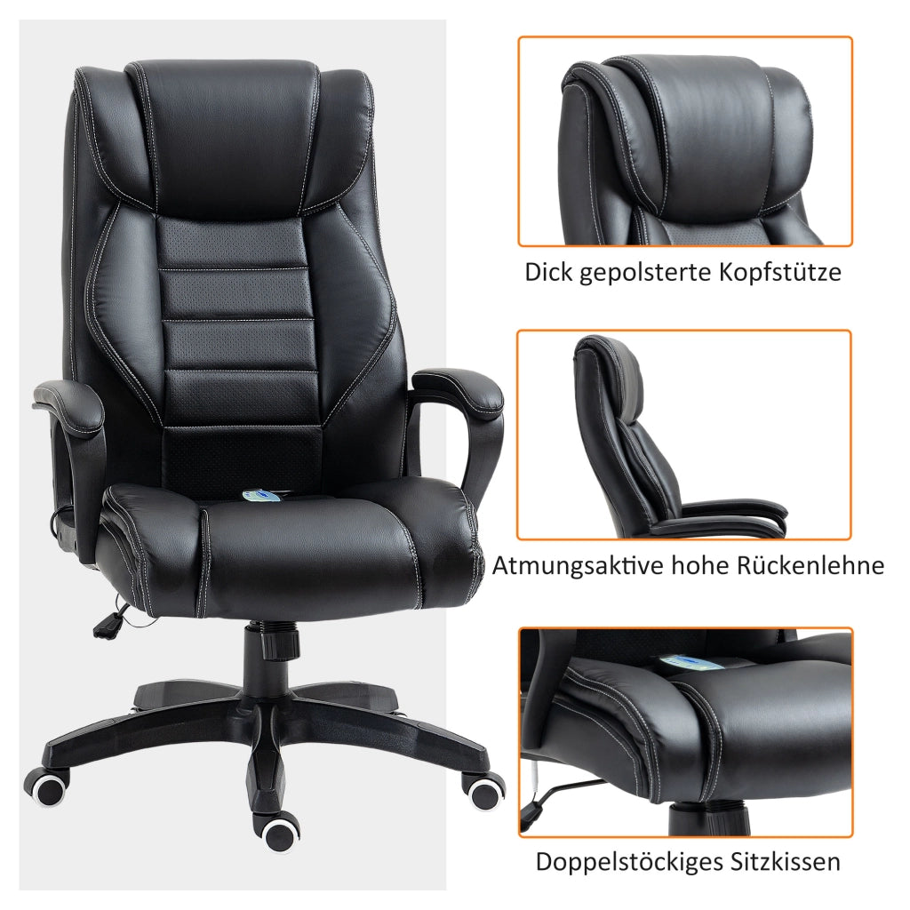 Sedia da Ufficio Ergonomica con Massaggio ¨C Xylo ¨C 6 Punti Vibrazione, Regolabile, Nero