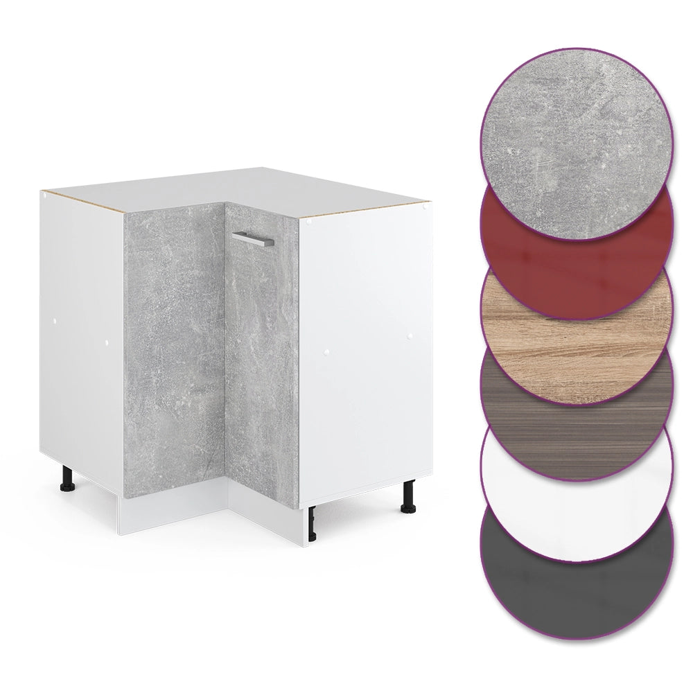 Mobile ad angolo cucina R-Line Calcestruzzo/Bianco 75.6 cm senza piano di lavoro Vicco