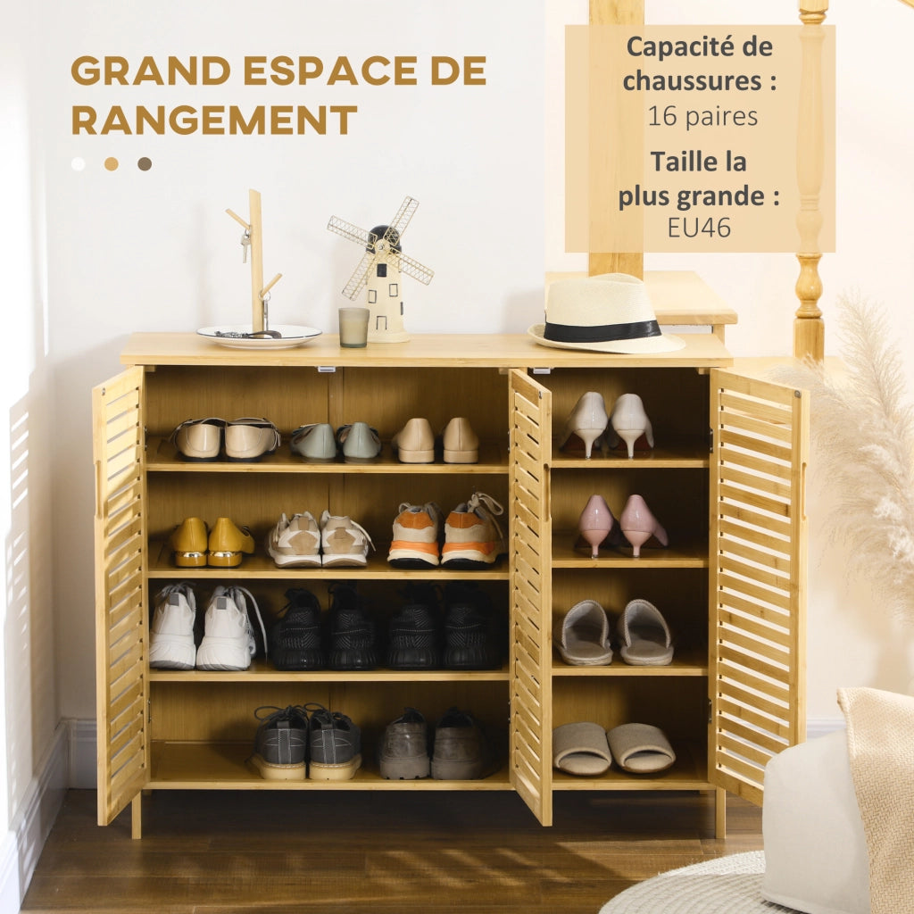 Armadio scarpe in bamb¨´ ¨C zephmum ¨C naturale 2 ante 8 ripiani
