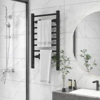 Scaldasalviette Elettrico da Terra o Parete 150W con 8 Barre e Timer 2-4 Ore, 53x35x90 cm, Nero