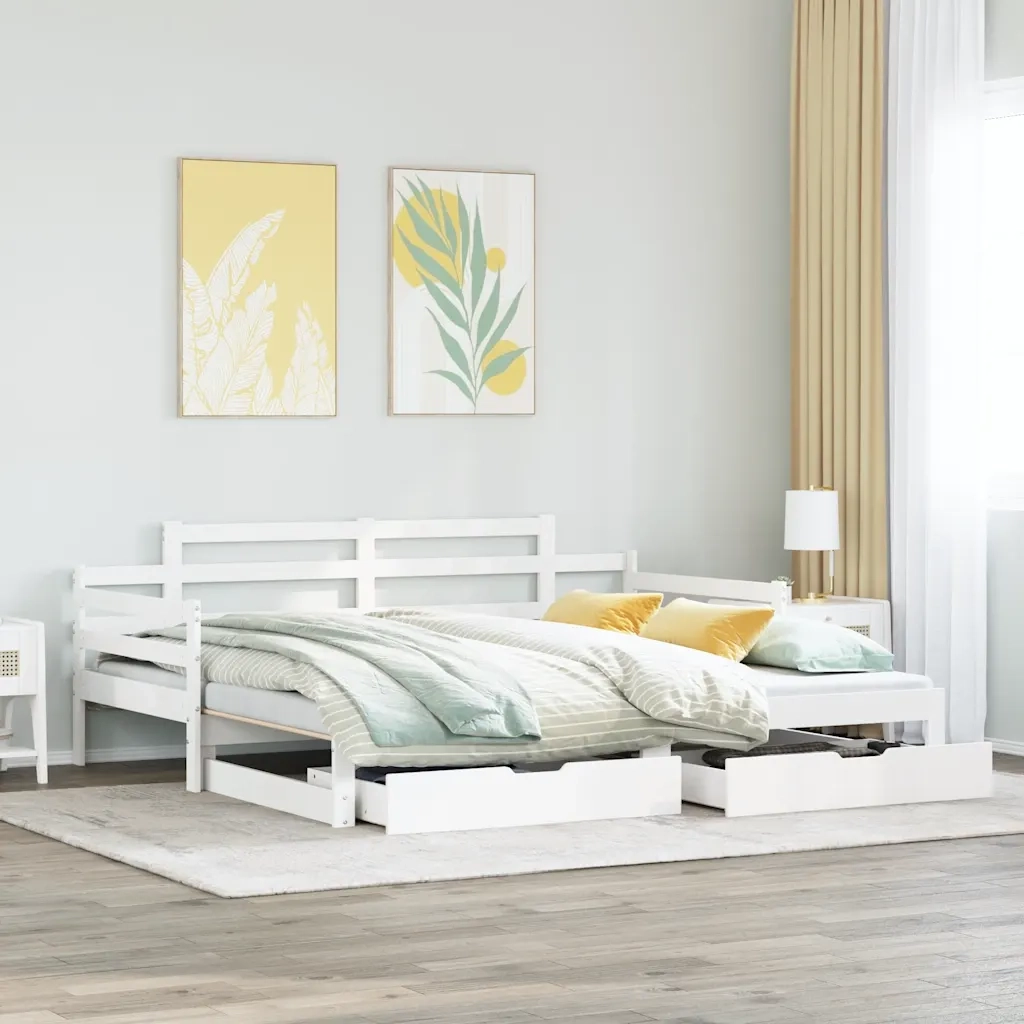Letto Estraibile con Cassetti senza Materasso Bianco 90x200 cm 3302238