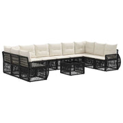 Set Divano da Giardino 11 pcs Nero e Bianco Crema polyrattan 3435529