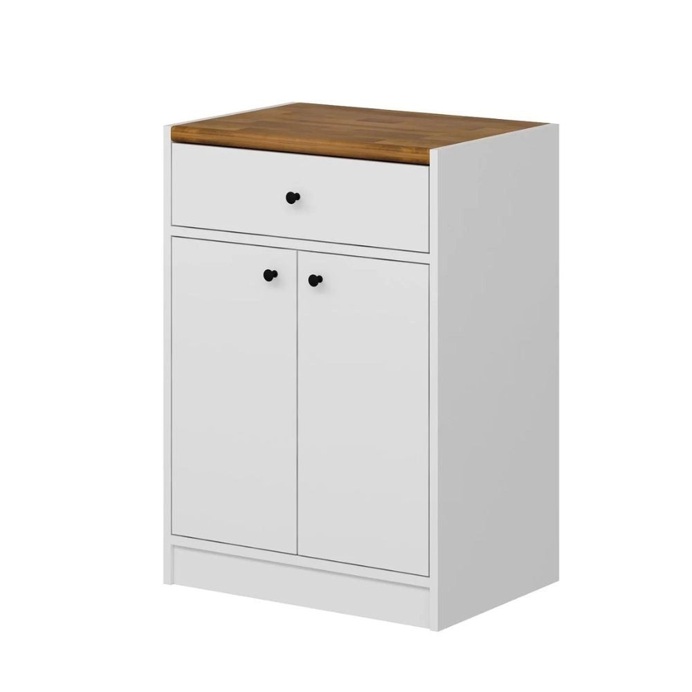 Mobile multiuso Viola con 2 ante e 1 cassetto 64x45x90H – Bianco con Top rovere scuro