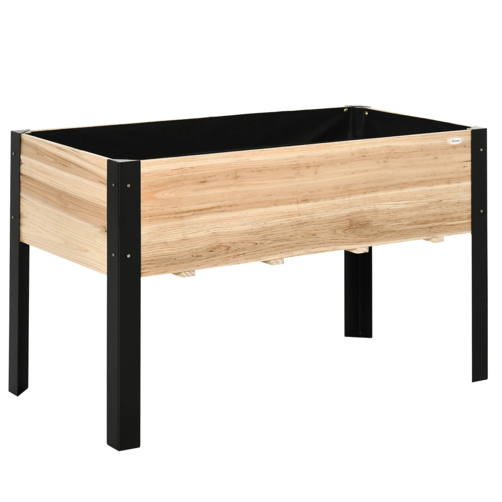 Fioriera rialzata con tessuto pacciamante ¨C Xylo ¨C legno massello acciaio naturale nero 120x60x74 cm