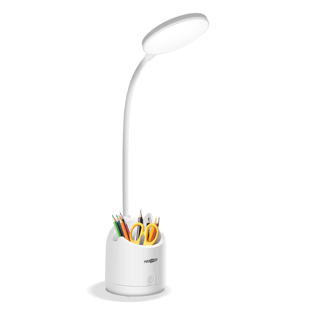 Lampada da scrivania a LED senza fili con portapenne e supporto per telefono Bianco Max excell
