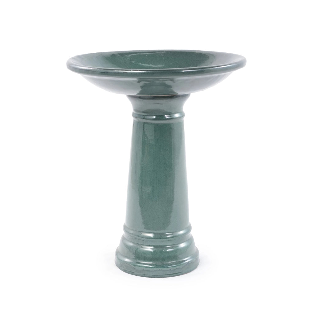Vasca per uccelli in ceramica ¨C Minimal ¨C verde, per giardino balcone, ? 31,5xH38 cm, resistente alle intemperie
