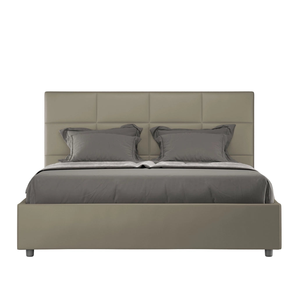 Letto matrimoniale senza rete imbottito 160x190 similpelle bianco Mika