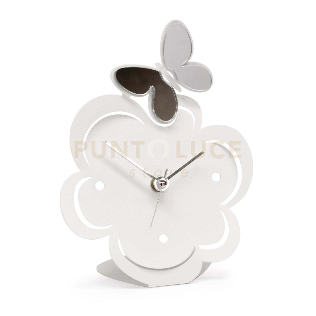 orologio farfallina decorato Bianco in Ferro 13x17cmh