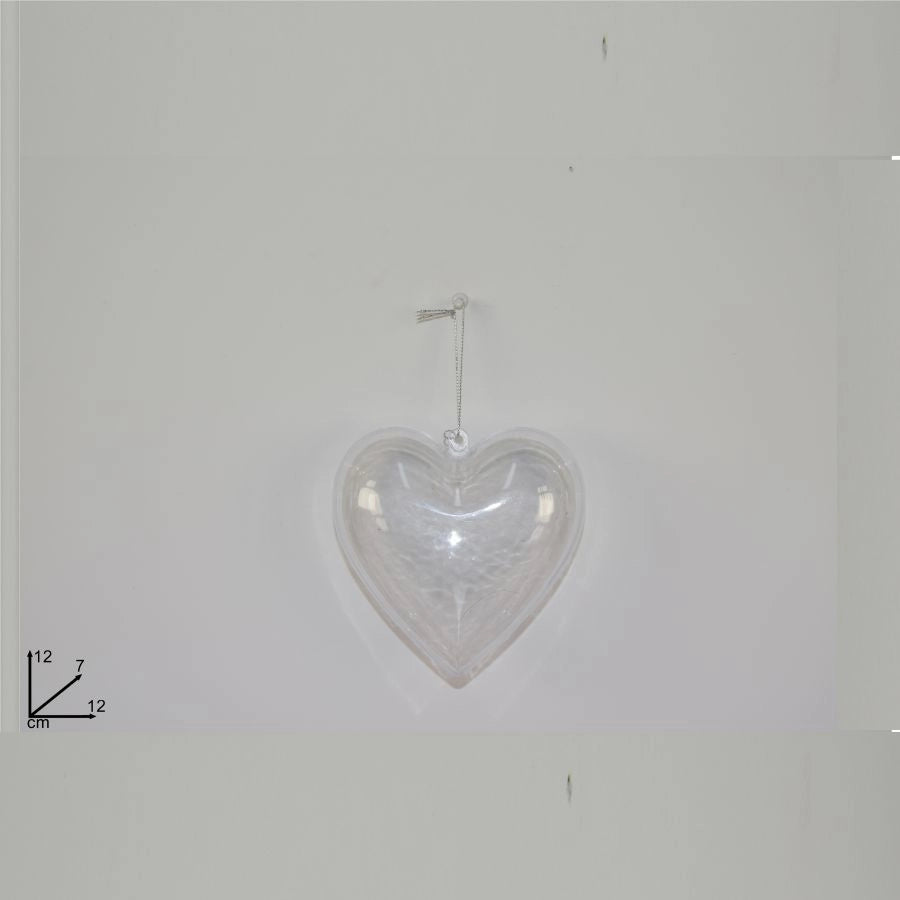 Cuore plastica trasparente 12 cm
