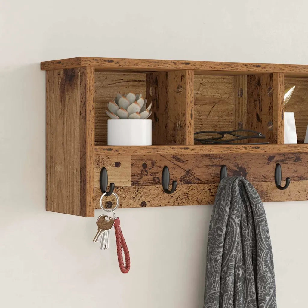 Appendiabiti a muro Legno vecchio 100 x 16 x 26 cm CFW6344837