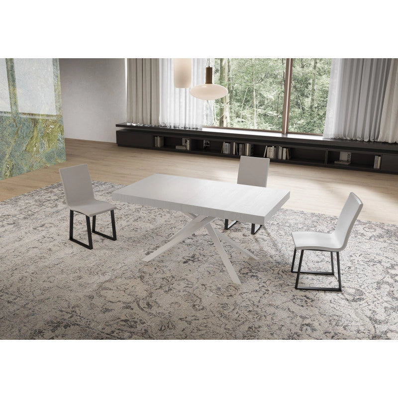 Tavolo allungabile 160/264x90 cm Niket telaio Bianche - Bianco Frassino