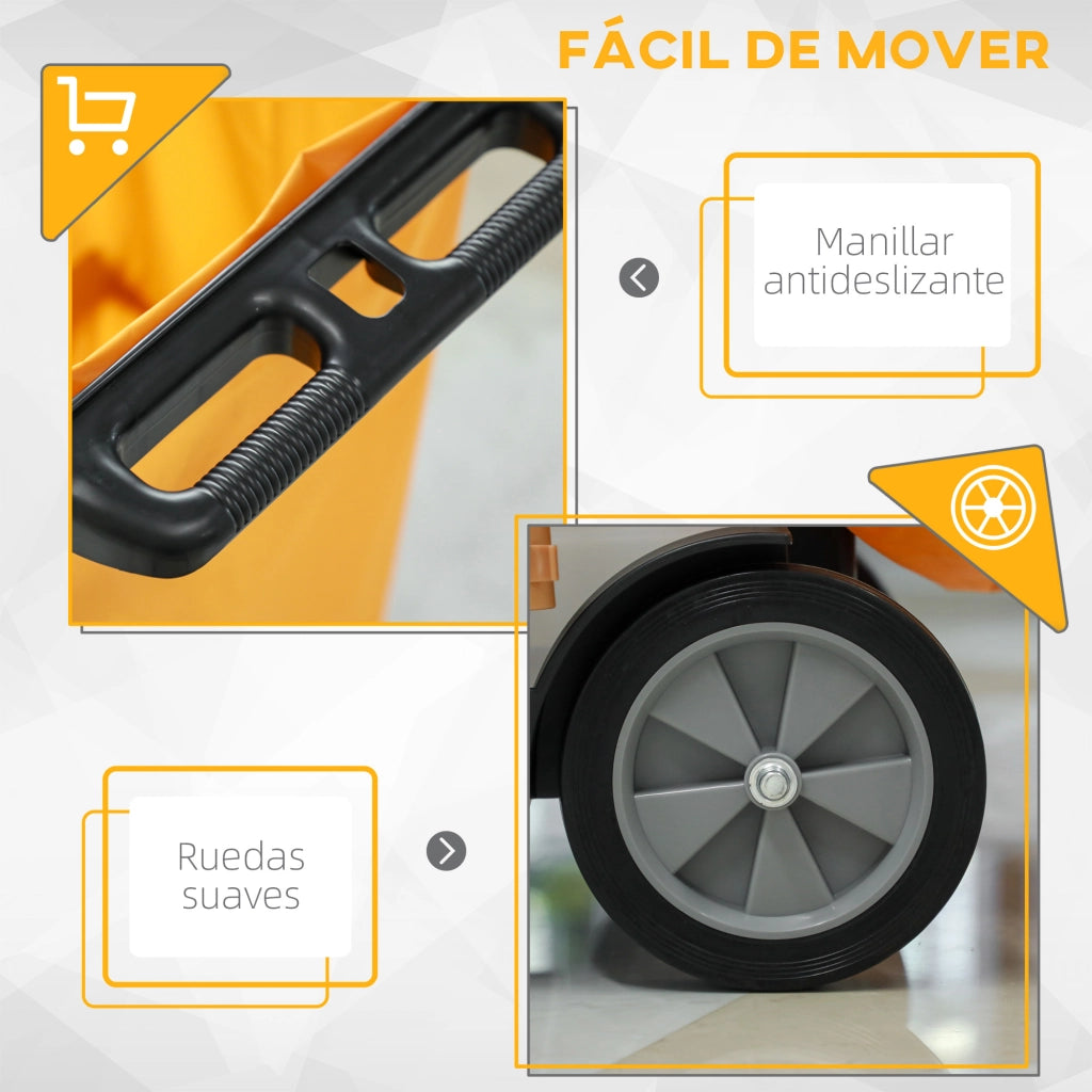 Carrello per Pulizia con 3 Ripiani e Ruote ¨C zephmum ¨C Nero e Giallo 121x50.5x96.5 cm