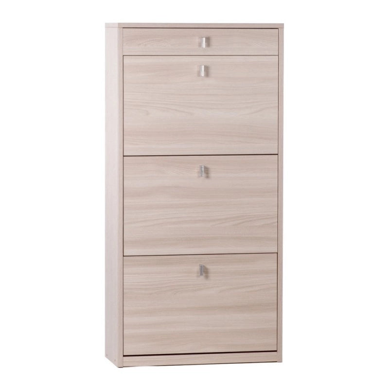 Scarpiera slim salvaspazio tre ante un cassetto Olmo Chiaro 63x29x h127 cm