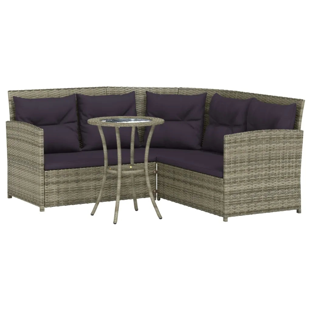 Set Divano a L con Cuscini 2 pz Grigio in Polyrattan 319658
