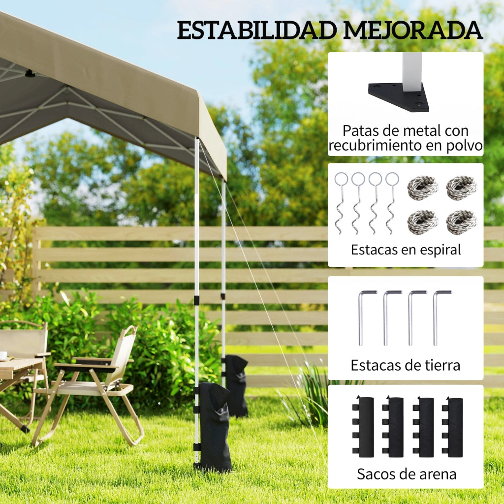 Gazebo pieghevole 2,4x2,4 m UPF50+ regolabile con borsa e sacchi sabbia ¨C Xylo ¨C beige