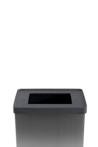 Pattumiera Alta 54L Interno Esterno Keter Verto Recycle 43,5x26,5x68,7 cm con Bordo Copri Sacco in Plastica Grigio Perla