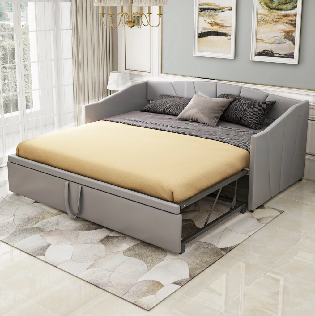 Divano letto 90x200 cm estraibile; velluto grigio (Senza materasso)