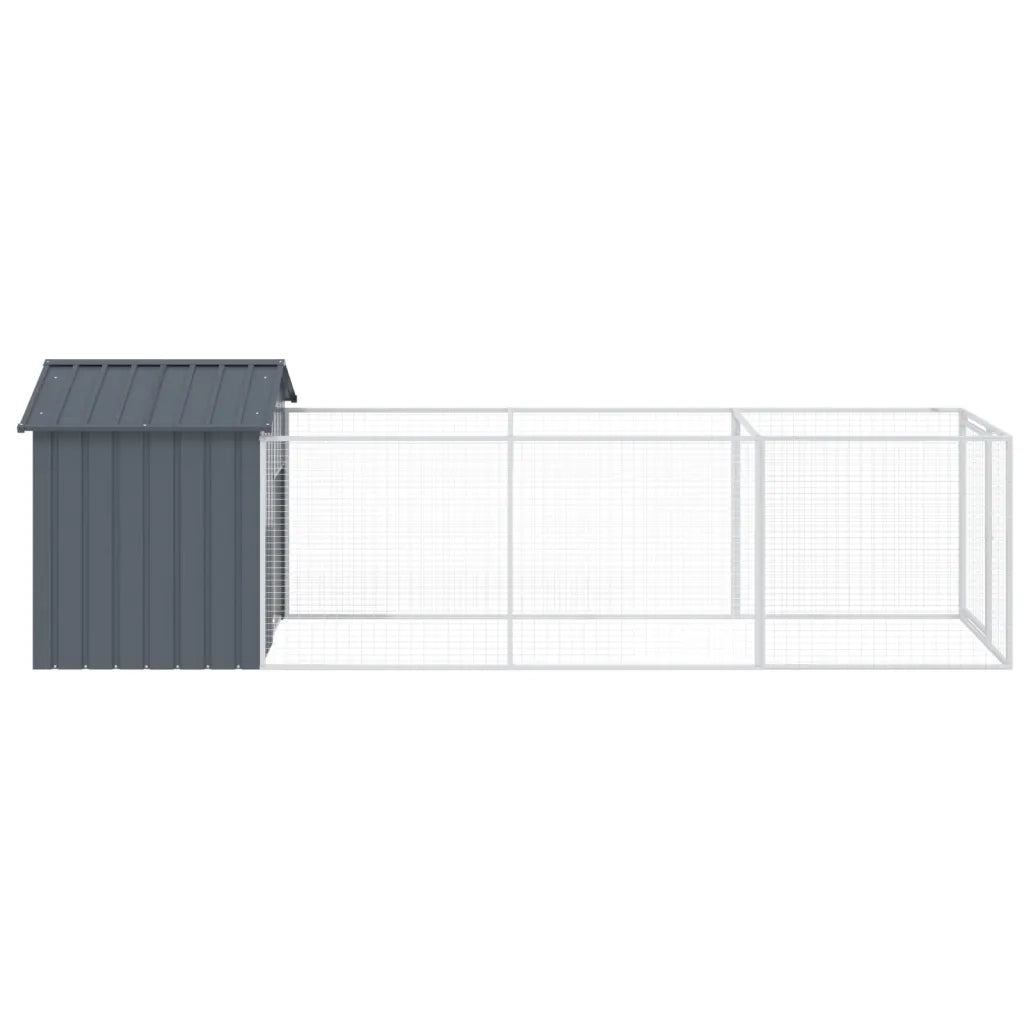 Casetta Cani con Tetto Antracite 117x405x123 cm Acciaio Zincato