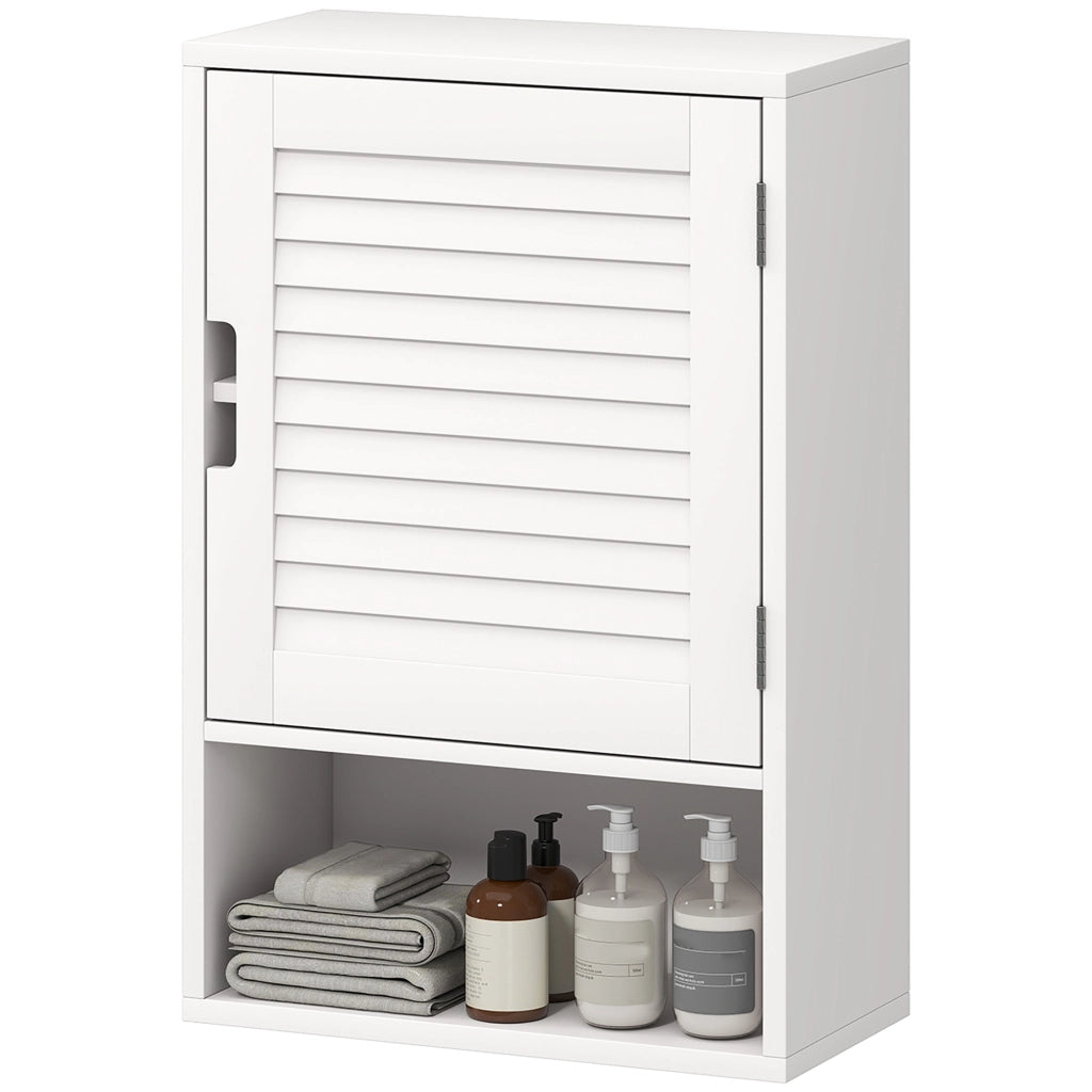 Armadietto da bagno con ante a listelli, ripiano regolabile e vano aperto ¨C Minimal ¨C bianco 40x20x60 cm