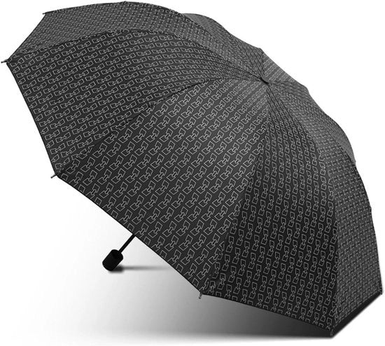 Parasole compattibile UPF40+ per protezione dal sole e dalla pioggia, pieghevole a tre strati, impermeabile al vento, 10 nervature, per uomini e donne.