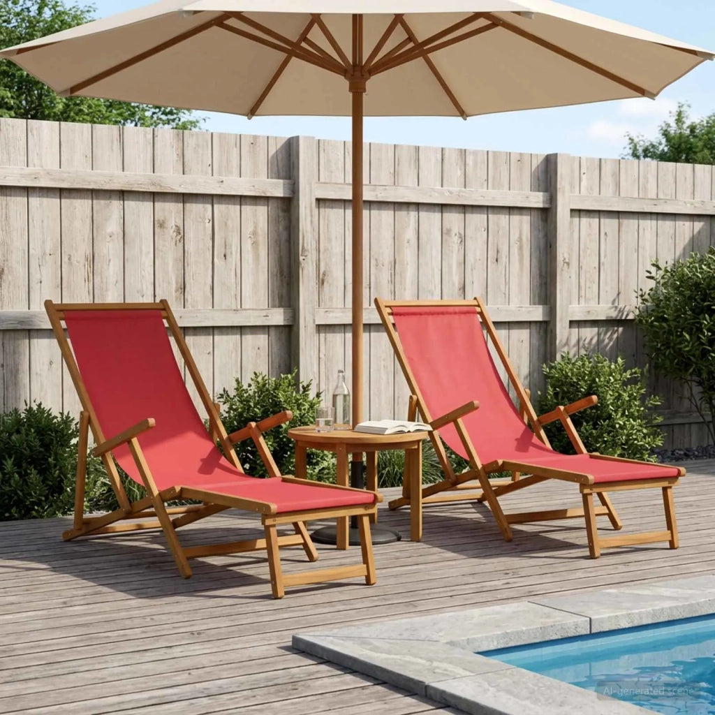 Lettino prendisole pieghevole 2 pcs 3 Posizione Rosso 3407818