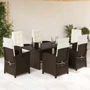 Set da Pranzo da Giardino 7pz con Cuscini in Polyrattan Marronecod mxl 111273