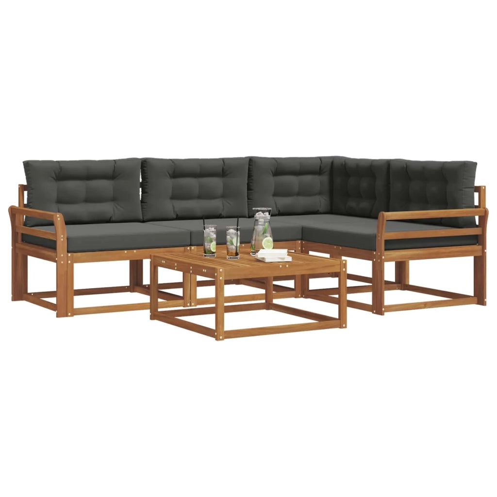 Set di divani da esterno con cuscino 5 pcs Naturale e Antracite 3367545