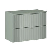 Set da bagno sospeso ELVINA 80cm : mobile sottolavabo con cassetti + piano per lavabo verde salvia grigio