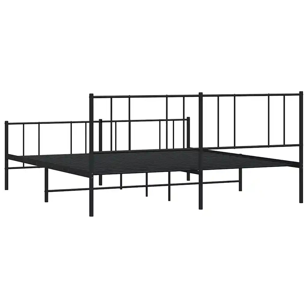 Giroletto con Testiera e Pediera Metallo Nero 183x213 cm 352503
