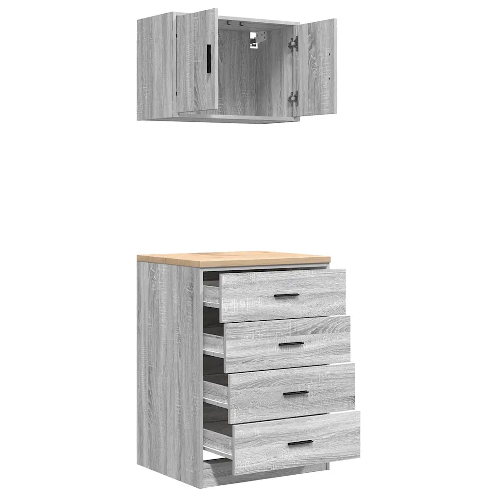 Armadi da Garage 2 pz Grigio Sonoma in Legno Multistrato 3328337